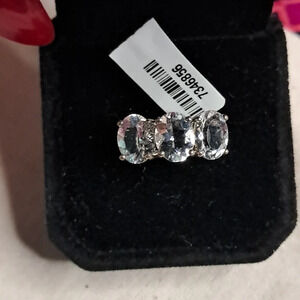 Elegant Silver Triple Stone Ring